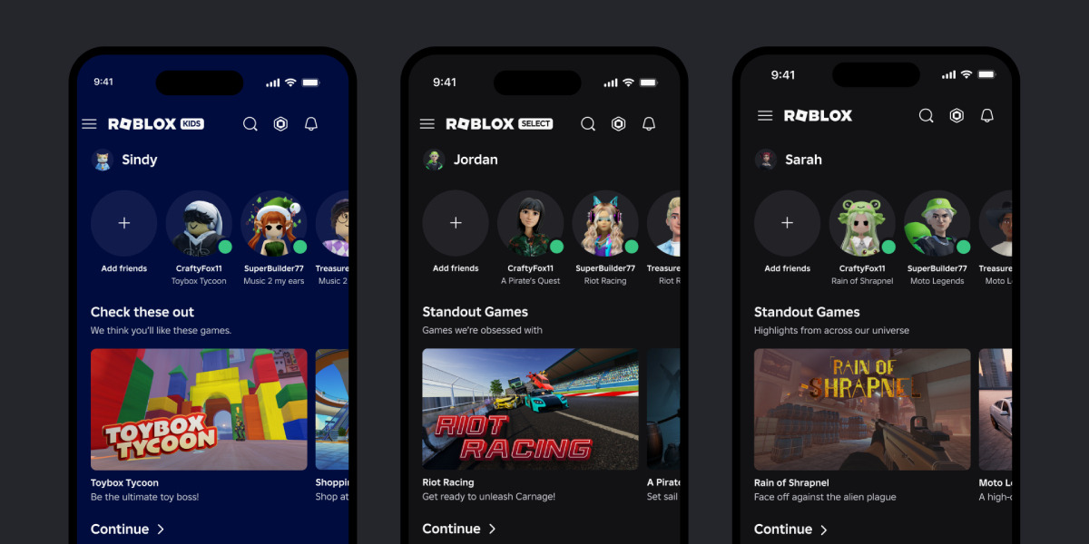 Roblox внедряет детские и избранные аккаунты с ужесточённым возрастным контролем