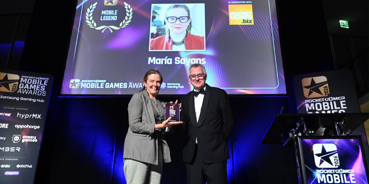 Генеральный директор Ustwo Games Мария Сайанс получила награду Mobile Legend на Pocket Gamer Mobile Games Awards 2026