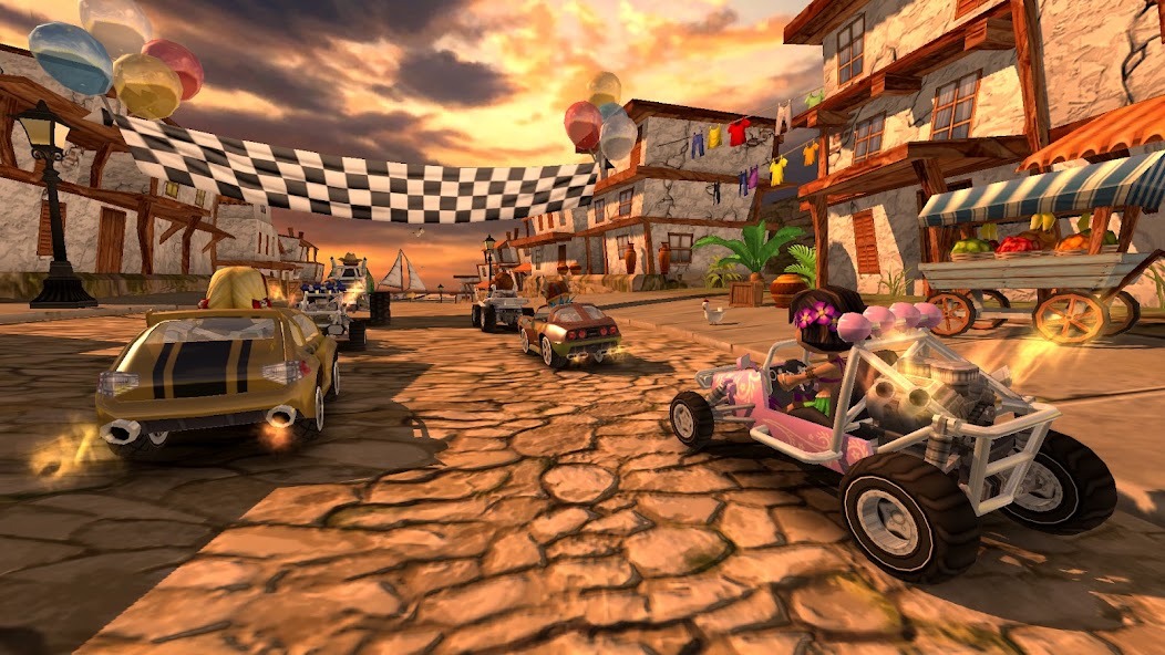 Трасса Ржавый завод в Beach Buggy Racing контейнеры разрушаемость