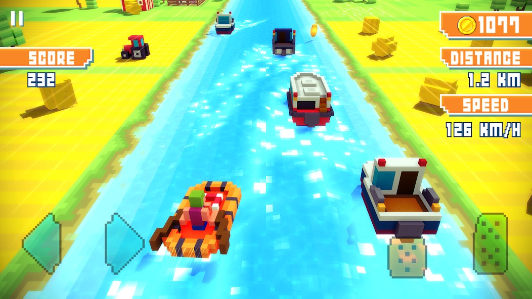 Нитро-рывок на старте в Blocky Highway Traffic Racing
