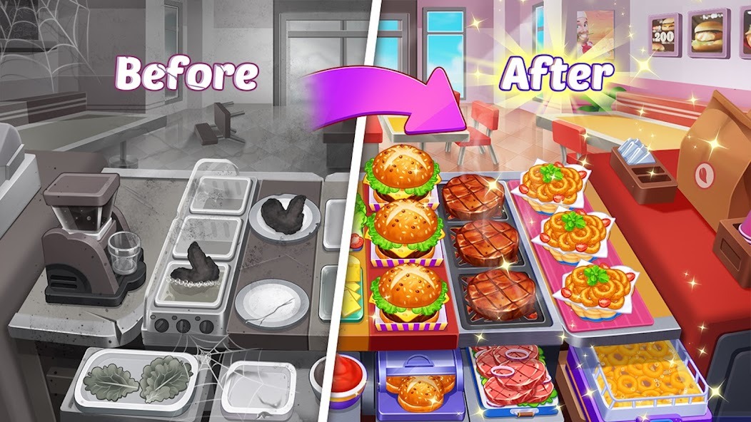 Скрытый рецепт Бургер-суперстар Cooking Diner Chef Game
