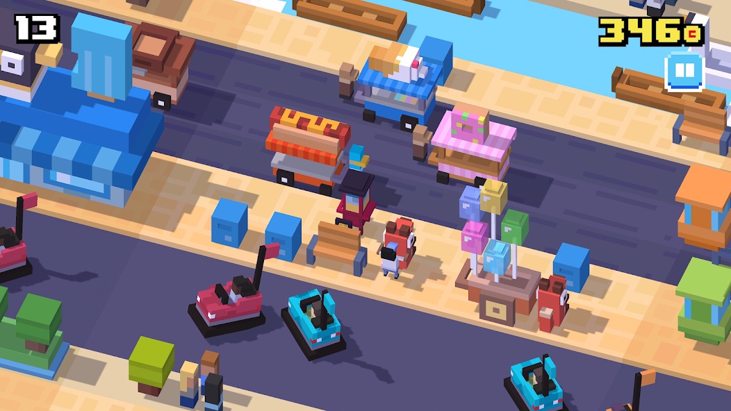 Переход через железнодорожные пути в Crossy Road на высокой скорости