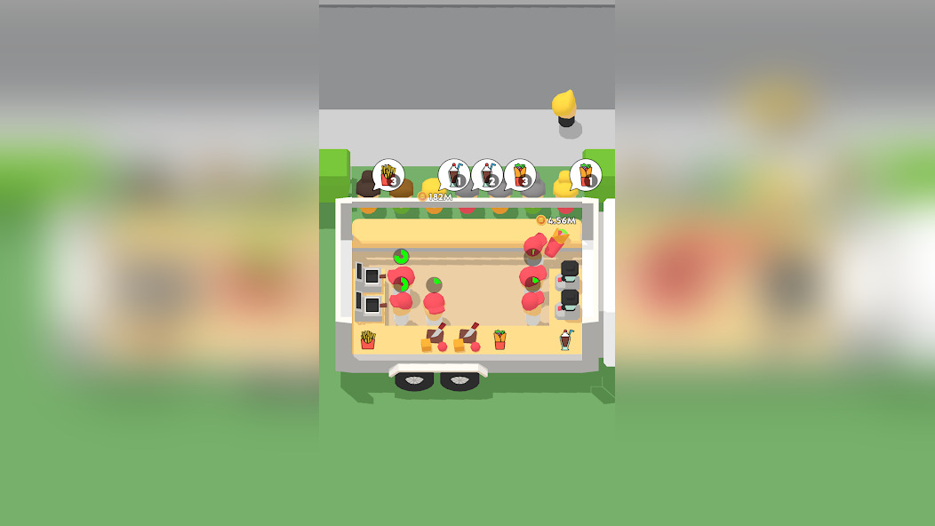 Сравнение апгрейдов подносы и кассы в игре Eatventure
