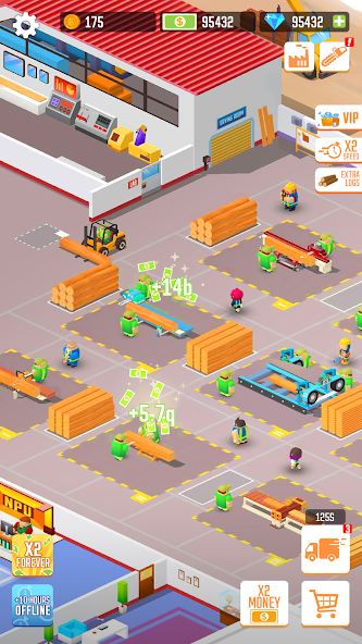 Сколько нужно лесорубов для полной загрузки фабрики второго уровня. Idle Lumber Empire